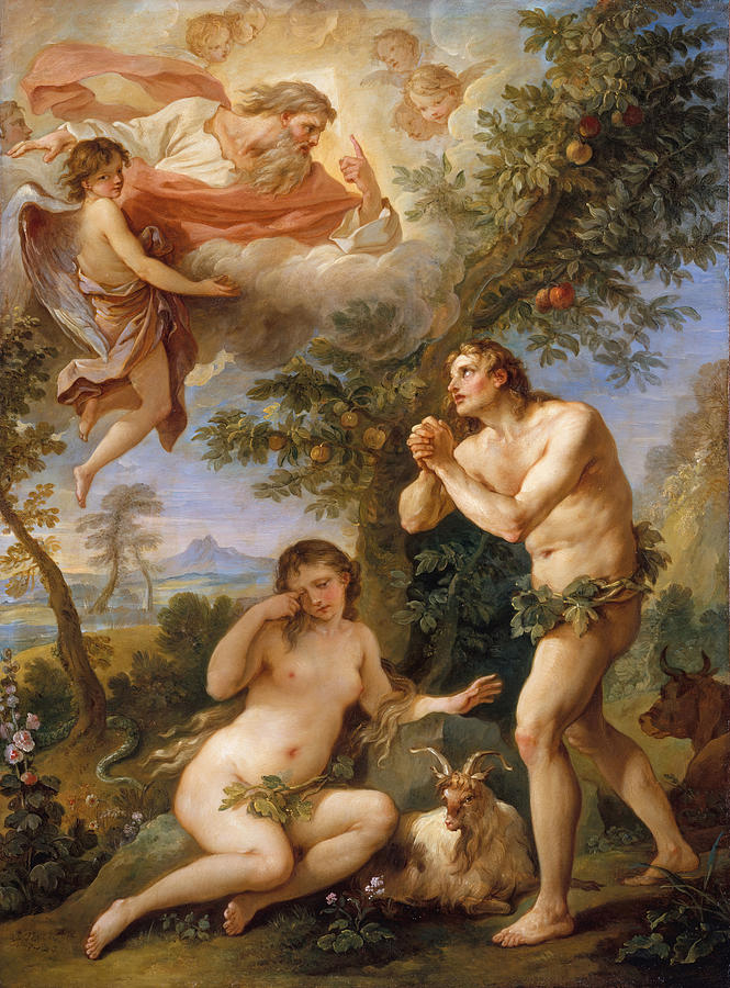 The Expulsion from Paradise #1 Painting by Charles Joseph Natoire
