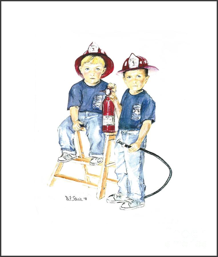 The Firefighters Sons Drawing by Diane Strain