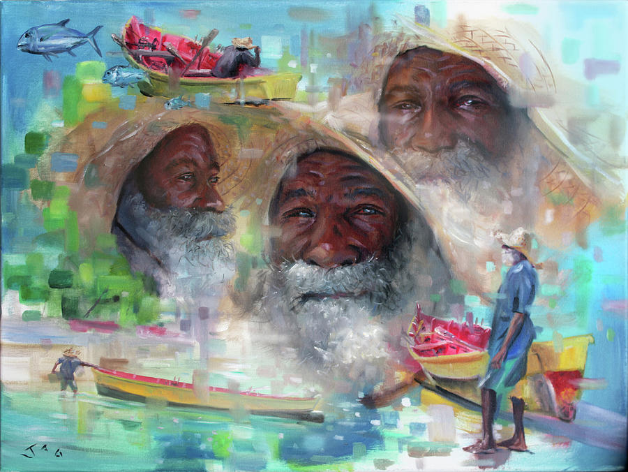 The Fisherman #1 Painting by Jonathan Guy-Gladding JAG