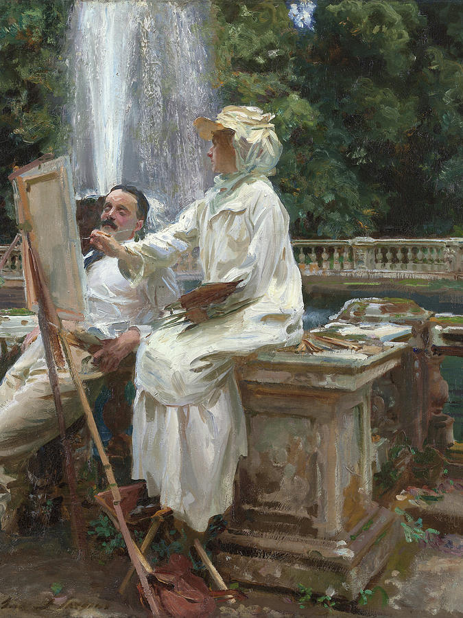The Fountain, Villa Torlonia, Frascati, Italy #8 Painting by John Singer Sargent