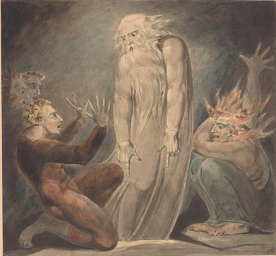 William Blake Painting - The Ghost of Samuel Appearing to Saul  #1 by William Blake