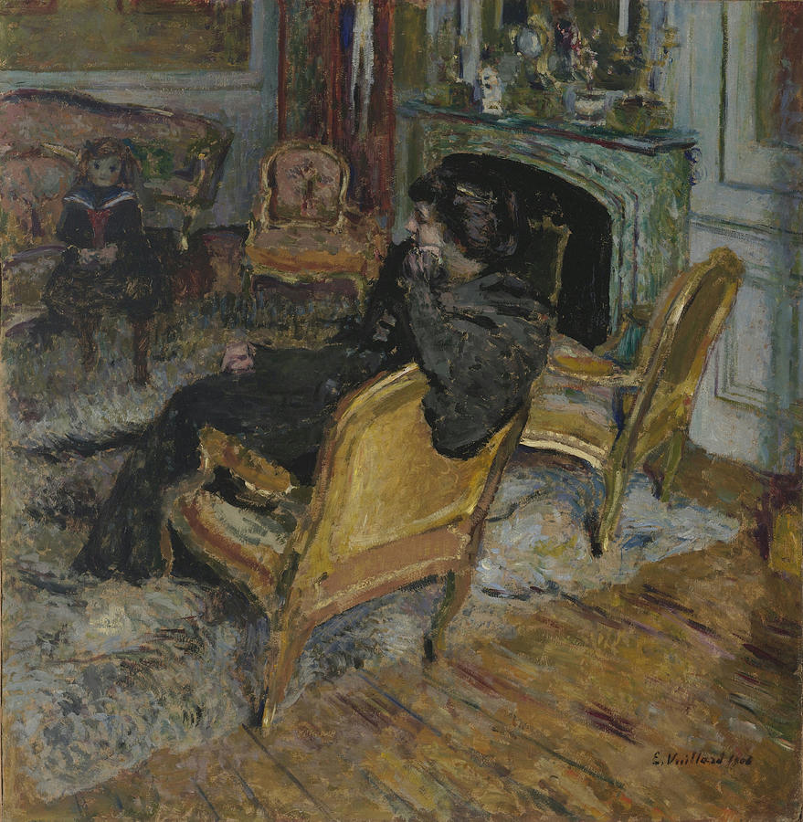 Edouard Vuillard Painting - The Gilded Chair, Madame Georges Feydeau and her Son #1 by Edouard Vuillard