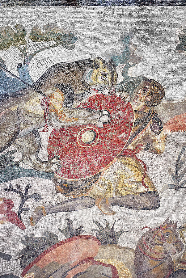 The Great Hunt Roman mosaic - Villa Romana del Casale Sicily #5 Photograph by Paul E Williams