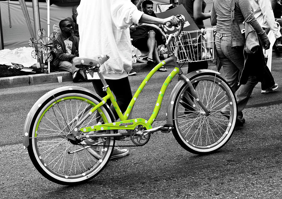 The Green Polka Dot Electra Bike.... #1 Photograph by Rebecca Dru