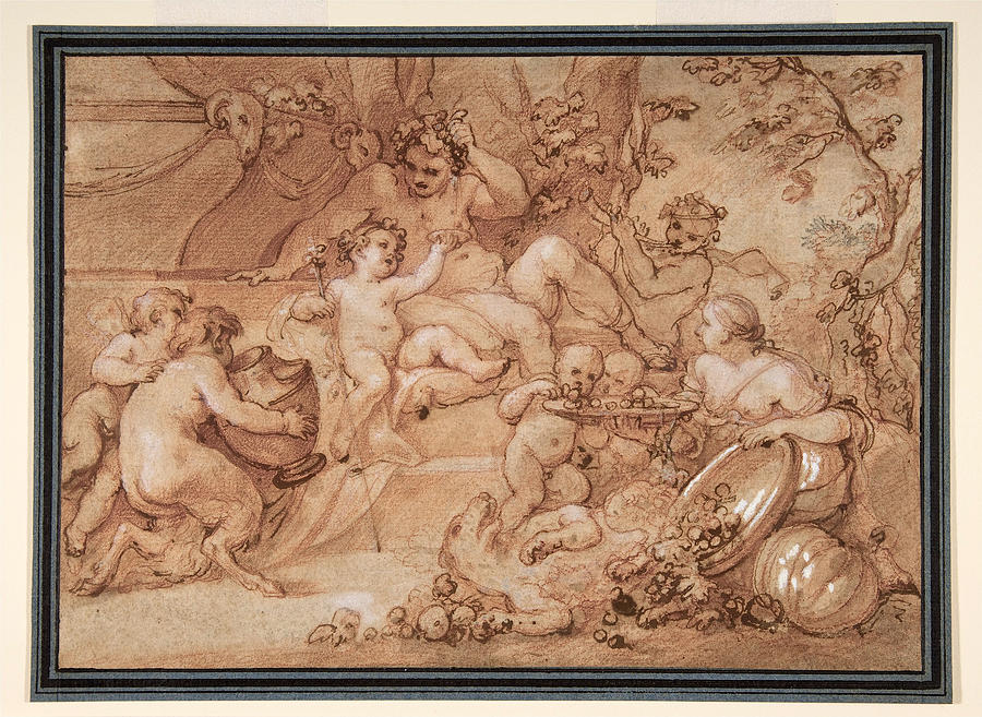 The Harvest of Silenus #2 Drawing by Charles-Joseph Natoire