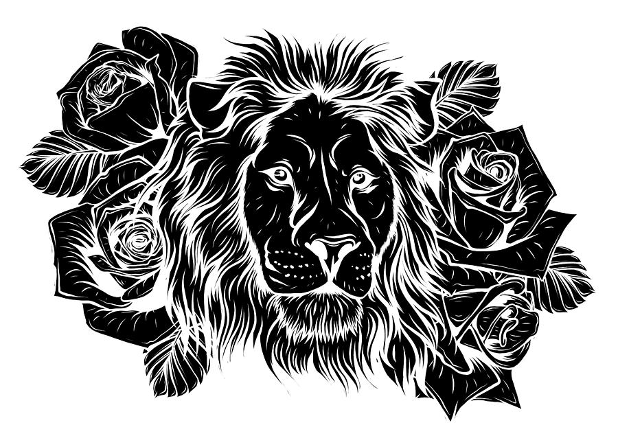 The head of a lion in a flower ornament vector Digital Art by Dean ...