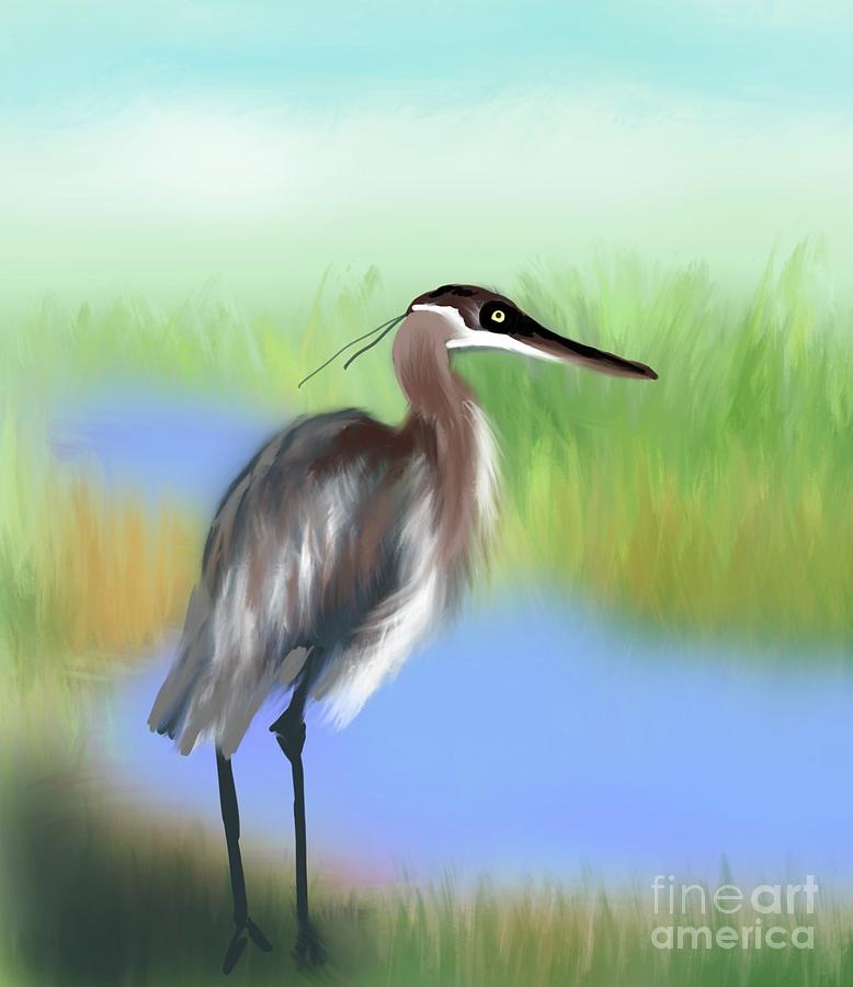 The heron  Digital Art by Elaine Hayward