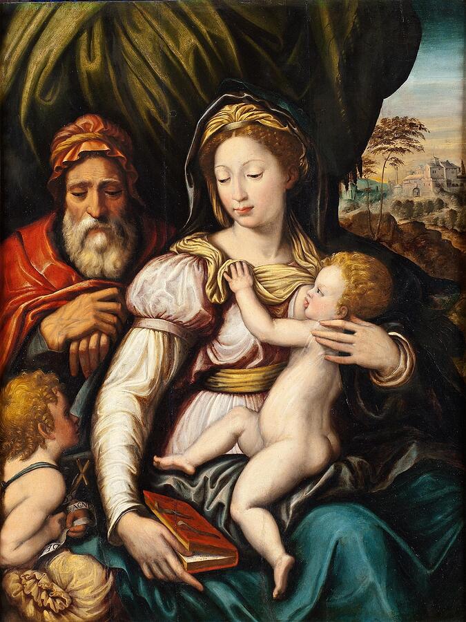 The Holy Family with the Infant St John th century #1 Painting by Anonymous
