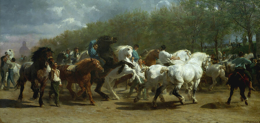 The Horse Fair, from 1852-1855 Painting by Rosa Bonheur The Horse Fair, from 1852-1855 Painting by Rosa Bonheur
