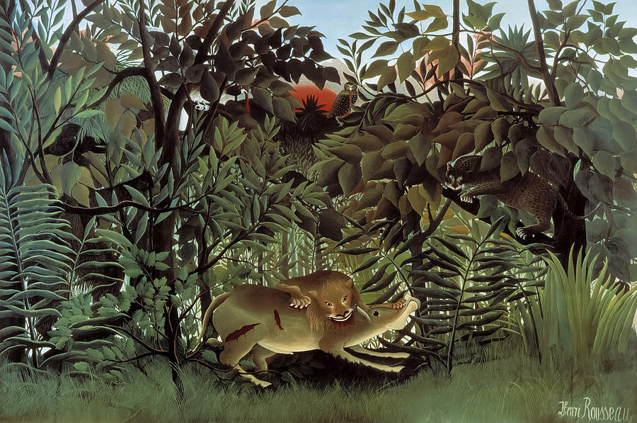 Henri Rousseau Painting - The Hungry Lion Throws Itself on the Antelope by Henri Rousseau  by Mango Art