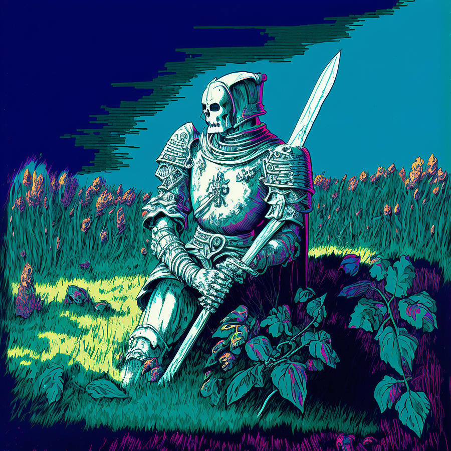 the  knight  was  lying  in  a  field  missing  an  arm  by Asar Studios Digital Art