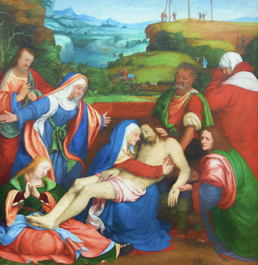 The Lamentation over the dead Christ #1 Painting by Andrea di Bartolo