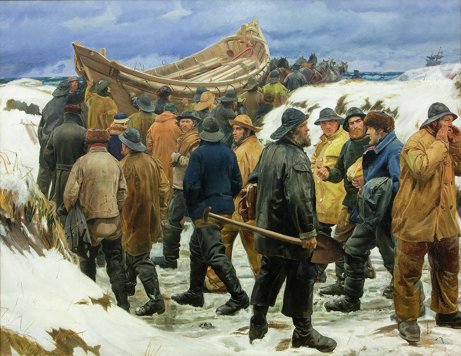 The Lifeboat Is Taken Through The Dunes Painting