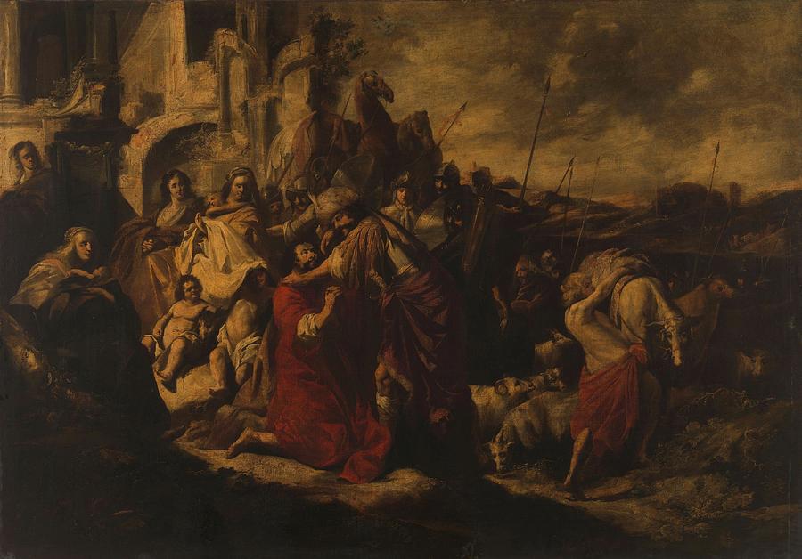 The meeting of Jacob and Esau #2 Painting by Jacob Hogers