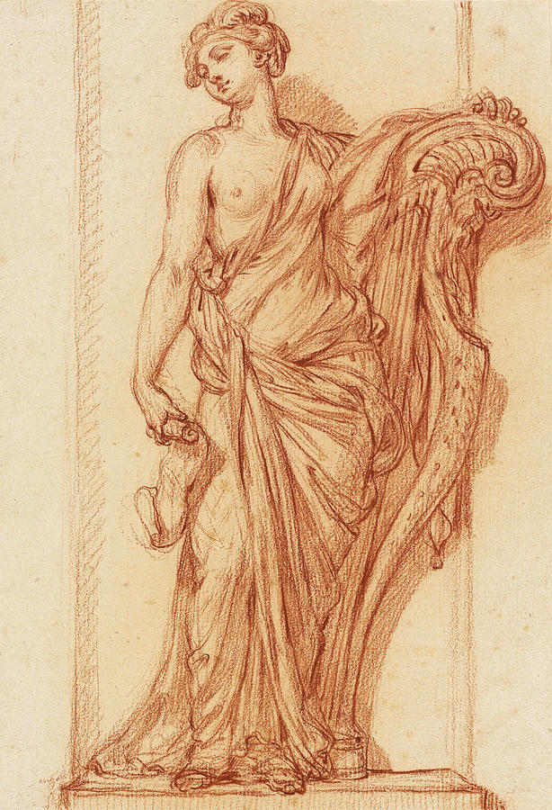 The Muse Terpsichore #2 Drawing by Augustin Pajou