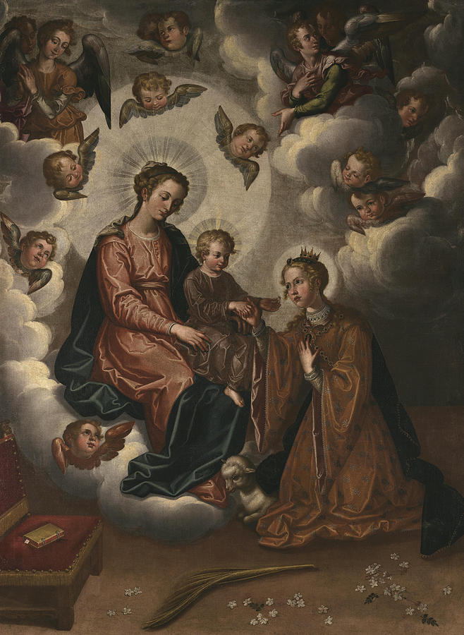 The mystic marriage of St Agnes Painting by Francisco Pacheco - Pixels