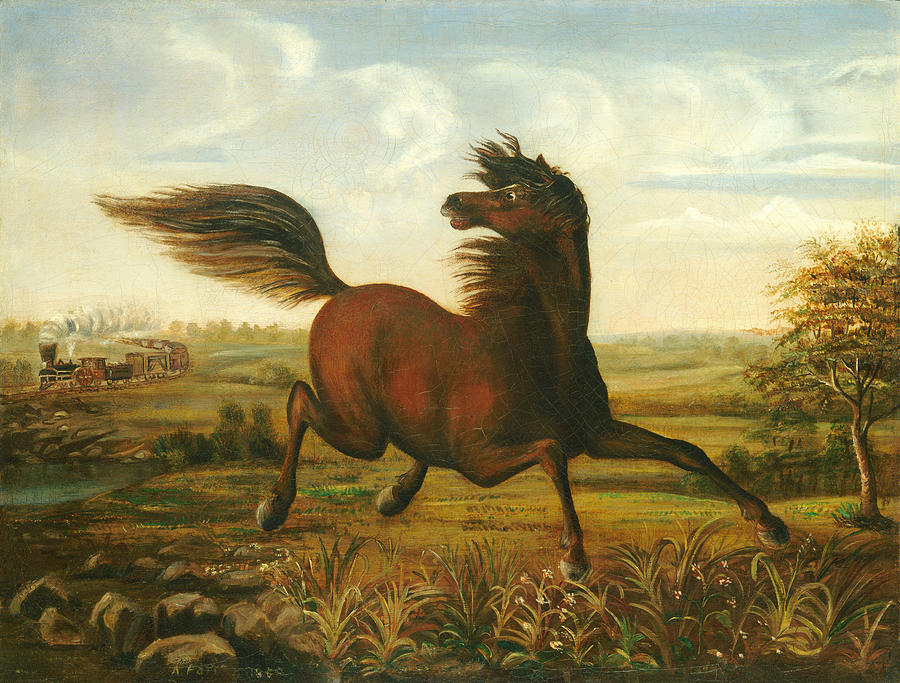 The Neigh of an Iron Horse #2 Painting by Joseph Anderson Faris