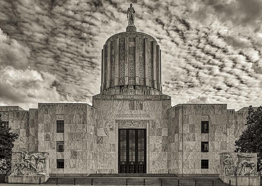 Salem Photograph - The Oregon State Capitol Building at Dusk #1 by Mountain Dreams