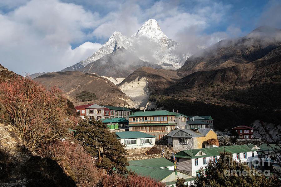 The Pangboche village at the feet of the stunning Ama Dablam pea #1 Photograph by Didier Marti
