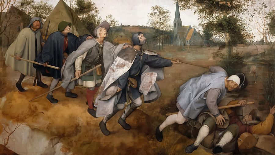 Romanesque Painting - The Parable of the Blind #1 by Pieter Bruegel The Elder