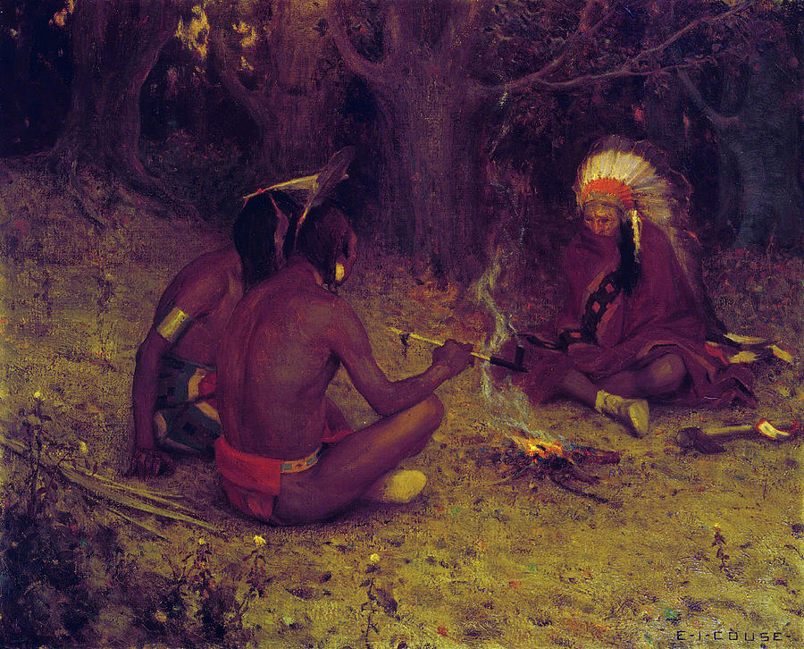 Eanger Irving Couse Painting - The Peace Pipe #1 by Jon Baran