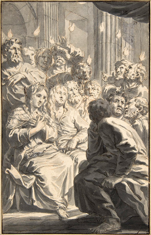 The Pentecost #2 Drawing by Gerard de Lairesse