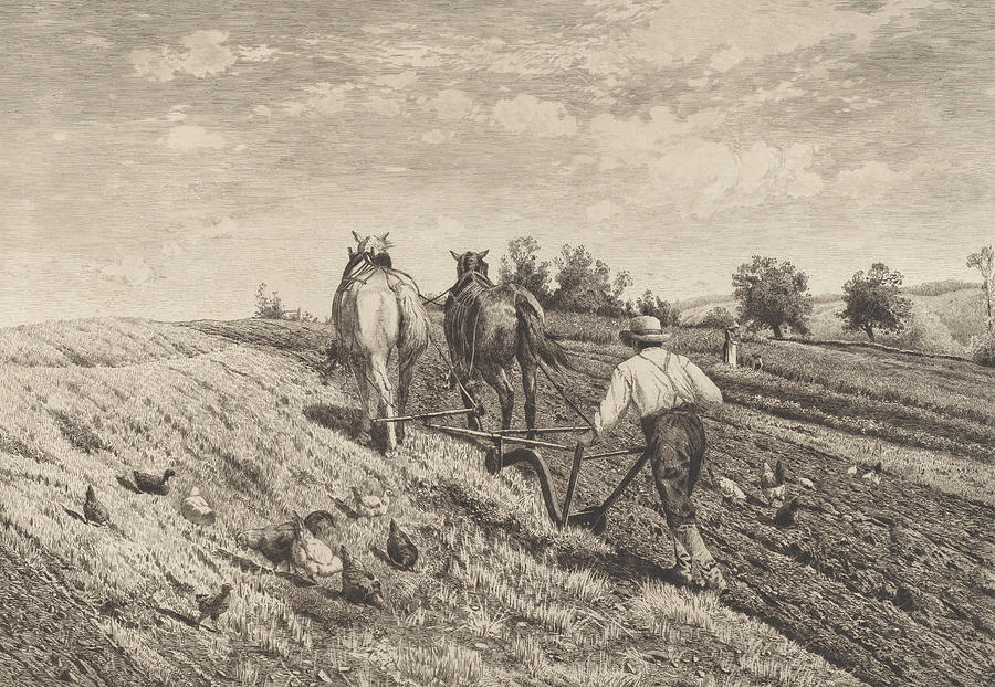 The Ploughman Drawing by Peter Moran - Fine Art America