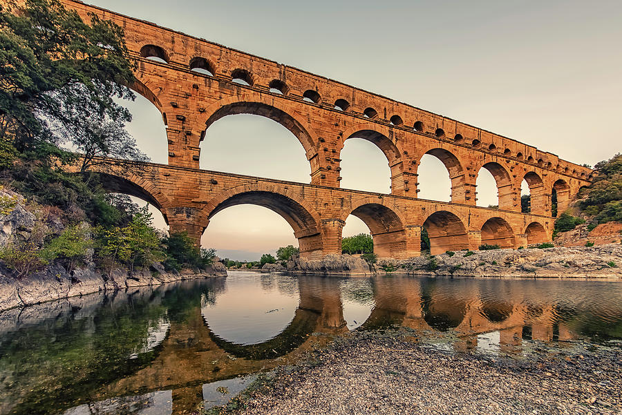 Architecture Photograph - The Pont du Gard  #1 by Manjik Pictures