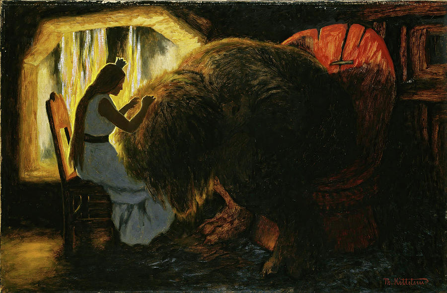 Theodor Kittelsen Painting - The Princess picking Lice from the Troll  #1 by Theodor Kittelsen