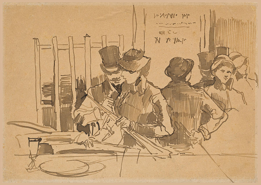 The Railway Restaurant #2 Drawing by Edouard Manet