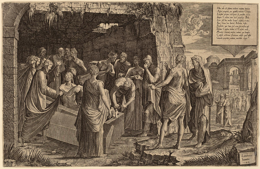 The Raising of Lazarus #2 Drawing by Lambert Suavius