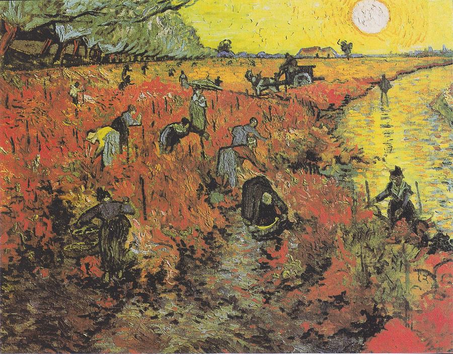 The Red Vineyard Red Vineyard at Arles Montmajour Drawing by Vincent ...