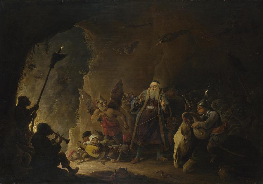 Teniers Painting - The Rich Man being led to Hell #1 by David Teniers the Younger