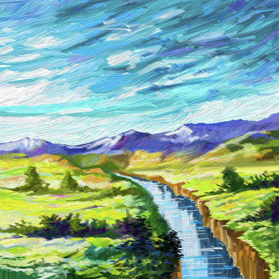 Mountain Painting - The River #2 by Anthony Mwangi