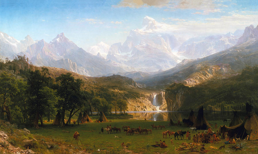 The Rocky Mountains - Landers Peak - Albert Bierstadt 1863 #1 Painting by War Is Hell Store