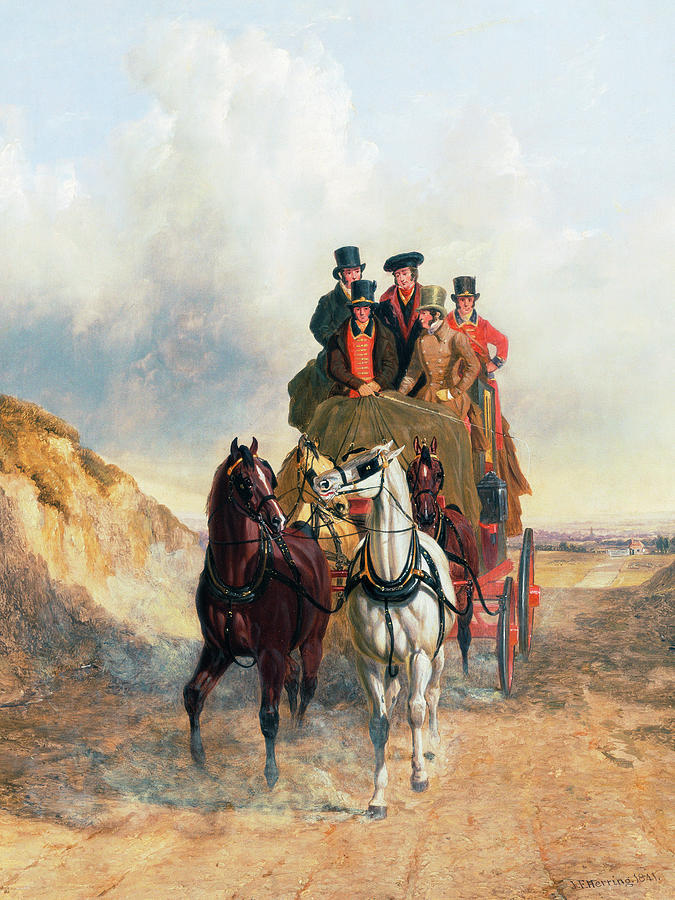 Animal Painting - The Royal Mail Coach on the Road #1 by John Frederick Herring
