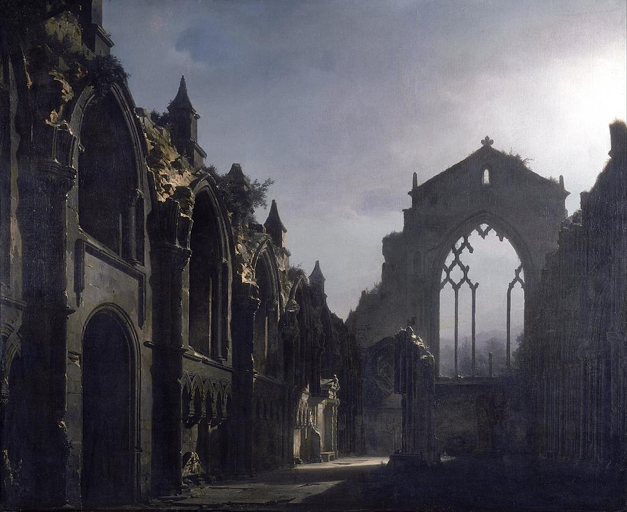 European Artists Painting - The Ruins of Holyrood Chapel #2 by Louis Daguerre