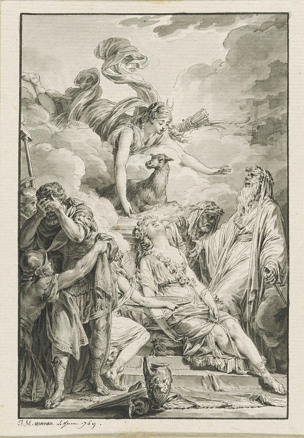 The Sacrifice of Iphigenia #2 Drawing by Jean-Michel Moreau