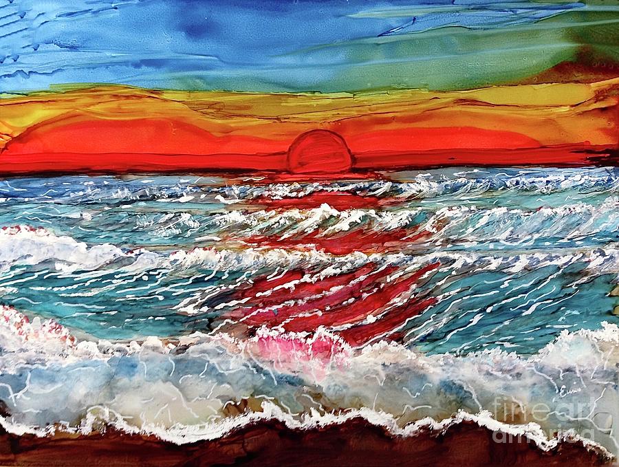 The Sea at Sunset 2 Painting by Eunice Warfel