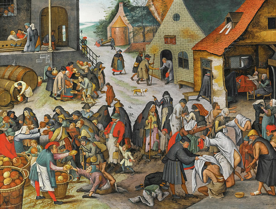 Vintage Painting - The Seven Acts of Mercy by Pieter Brueghel the Younger by Maango Art
