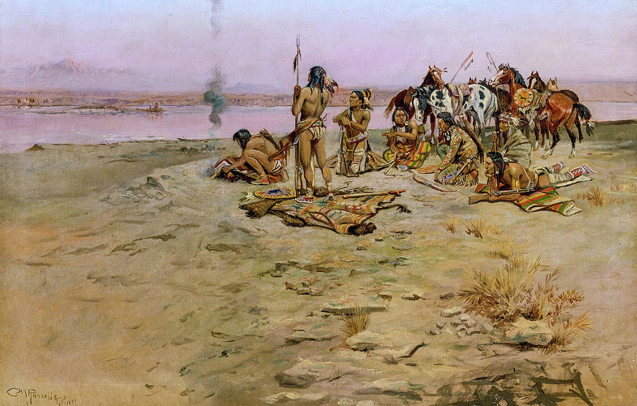 Charles Marion Russell Painting - The Signal Fire, 1897 by Charles M Russell
