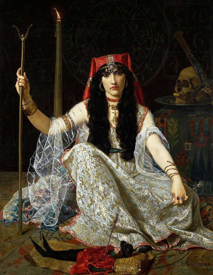 The Sorceress, from 1883 Painting by Hugues Merle The Sorceress, from 1883 Painting by Hugues Merle