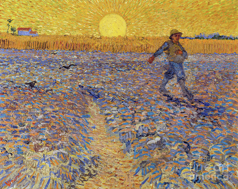 Sower with Setting Sun - Remastered Painting by Vincent van Gogh - Fine ...