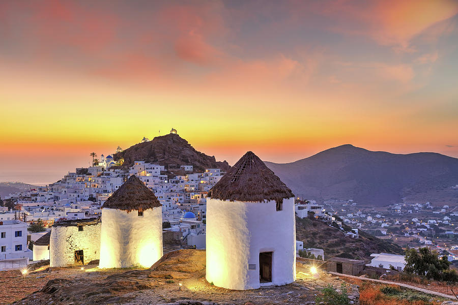 The sunset from the windmills of Chora in Ios, Greece #1 Photograph by Constantinos Iliopoulos