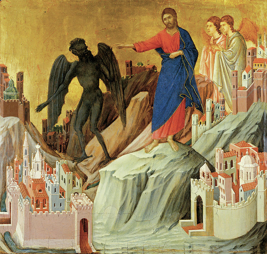 Duccio Di Buoninsegna Photograph - The Temptation of Christ on the Mountain  #1 by Duccio di Buoninsegna