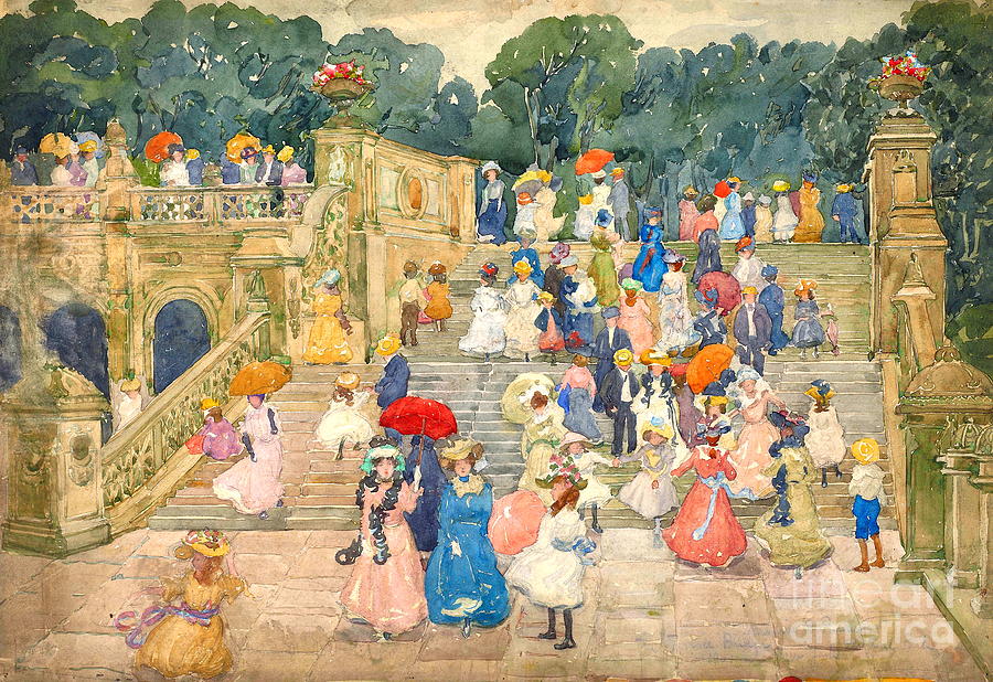 The Terrace Bridge, Central Park #1 Painting by Maurice Prendergast