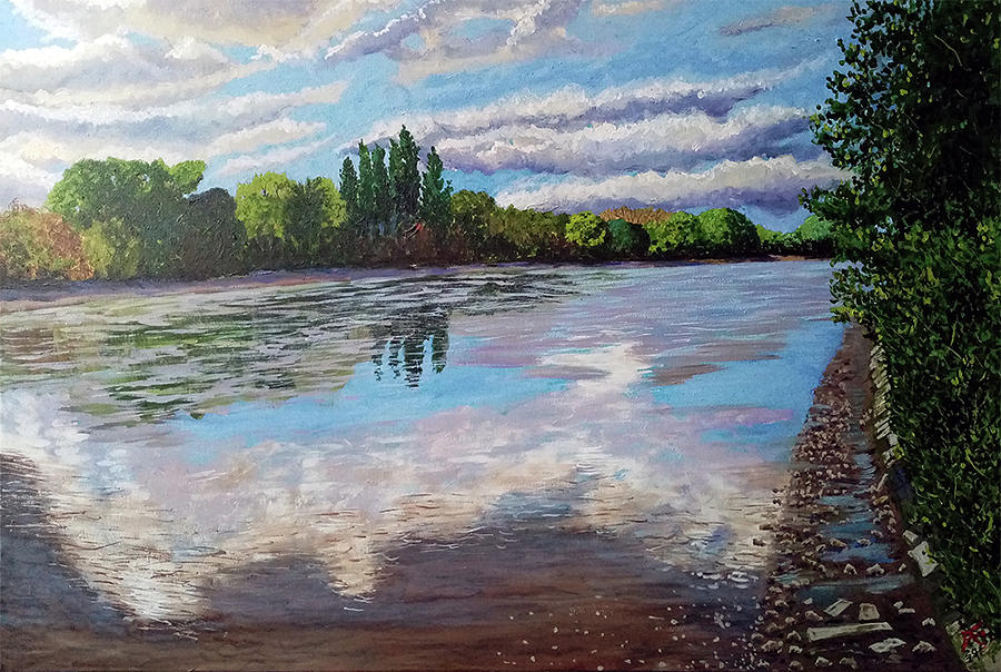 The Thames from Bishops Park Fulham London UK Painting by Francisco Gutierrez