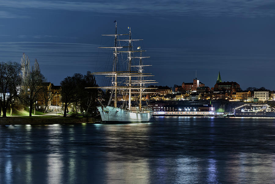 Spring Photograph - The three-mast sailing ship Af Chapman in Stockholm #1 by Roland Lundgren