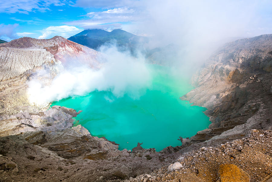 The turquoise lake inside the Kawah Ijen crater, Indonesia. #1 Photograph by Copyright by Siripong Kaewla-iad