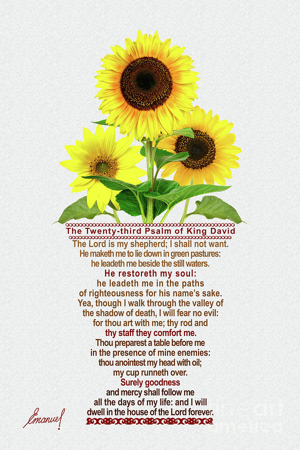 The Twenty-third Psalm of King David Digital Art by Emanuel Asante The Twenty-third Psalm of King David Digital Art by Emanuel Asante